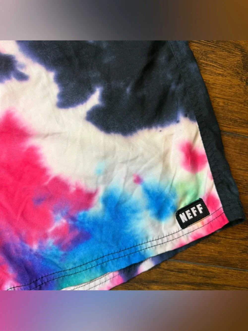 Neff Men’s XL Hot Tub Tie Dye Swim Trunks - Pink Blue Black Shorts No Mesh Liner
